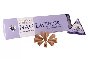 Cones de incenso backflow Vijayshree Golden Nag Lavanda 12 unid.