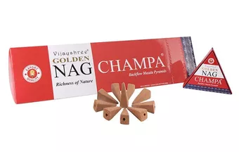 Cones de incenso backflow Vijayshree Golden Nag Champa 12 unid