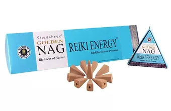 Cones de incenso backflow Vijayshree Golden Nag Reiki Energy 12 unid.