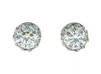 Brincos Solitário de Cobre Branco Facetado Moissanite AA