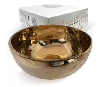 Taça de canto tibetana dourada sem martelo 16cm
