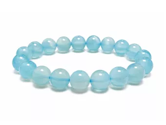 Pulseira Ágata Azul Aquecida AA contas 8mm