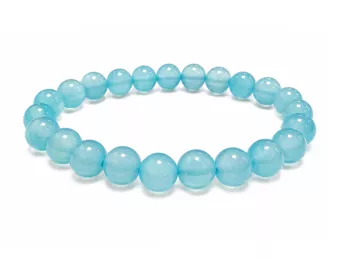 Pulseira Ágata Azul Aquecida AA contas 8mm