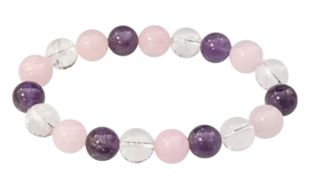 Pulseira A de Ametista, Cristal de Rocha, Quartzo Rosa, contas de 10 mm