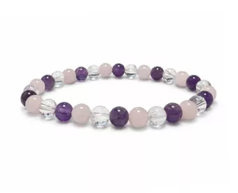 Pulseira de Ametista Cristal de Rocha Quartzo Rosa A com Contas de 6-7mm