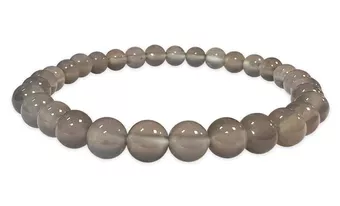 Pulseira de Ágata Cinzenta A Contas de 6 mm