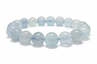 Pulseira de Água-Marinha A contas de 10mm