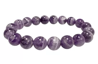 Pulseira de Ametista Bandeada A contas de 10mm
