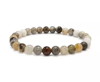 Pulseira de Ágata Pluma AB Contas de 6 mm
