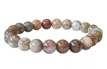 Pulseira Ágata Pluma AB contas de 8mm