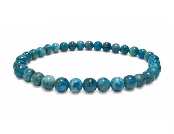 Pulseira de Apatita Azul A com Contas de 6mm