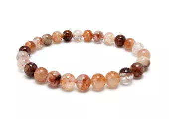 Pulseira de Quartzo Hematoide A Contas de 8 mm