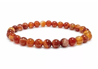 Pulseira de Ágata Vermelha Listrada A contas 6mm