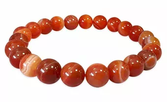 Pulseira de Ágata Vermelha Listrada A contas 8mm