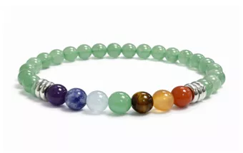 Pulseira de Aventurina Verde 7 Chakras A Contas 6 mm
