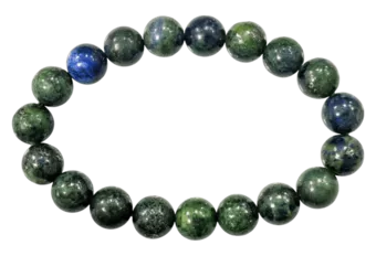 Pulseira de Azurita e Malaquita estabilizada A contas 10mm