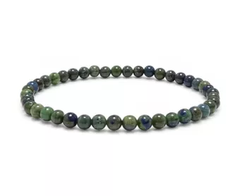 Pulseira de Malaquite & Azurite Estabilizada com Contas de 4-5 mm