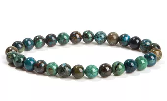 Pulseira de malaquita azurita natural com contas de 5-6 mm