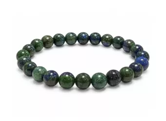 Pulseira de Azurita e Malaquita estabilizada A contas 8mm