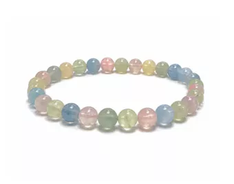 Pulseira de Berilos Água-Marinha e Morganita AA Contas de 6 mm