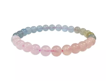Pulseira de Berilos Água-Marinha e Morganita AAA Contas de 6-7 mm