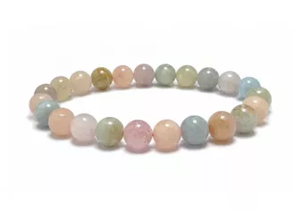 Pulseira de Berilos Água-Marinha e Morganita A Contas de 8-9 mm