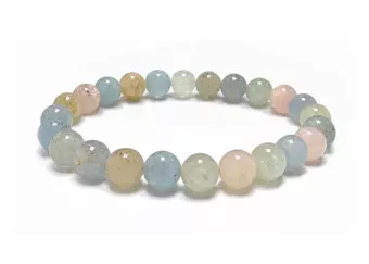 Pulseira de Berilos Água-Marinha e Morganita AA Contas de 8 mm