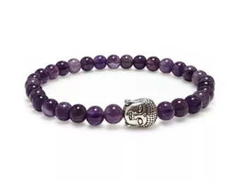 Pulseira de Ametista & Buda A Contas 6 mm