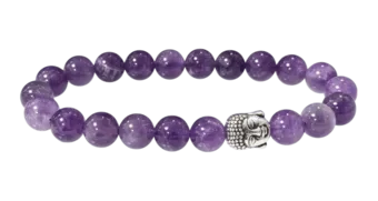 Pulseira de ametista e Buda com contas de 8 mm