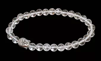 Pulseira de cristal de rocha e Buda com contas A de 6 mm