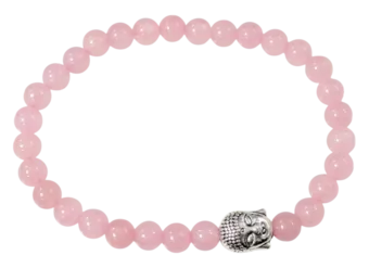 Pulseira de quartzo rosa e contas de Buda 6mm