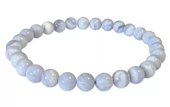 Pulseira de Calcedónia Azul Bandada AA contas de 6-7mm