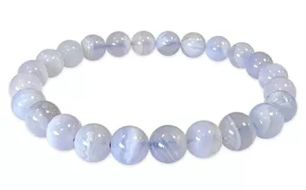 Pulseira de Calcedónia Azul Bandada AA contas de 8-9mm