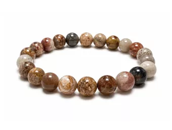 Pulseira de Coral Fóssil A+ Contas de 8 mm