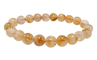 Pulseira de citrino tratado termicamente com contas de 8 a 9 mm.