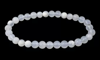 Pulseira de calcedónia azul com pérolas 6-6,5 mm