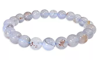 Pulseira de calcedónia azul com pérolas 7,5-8,5 mm