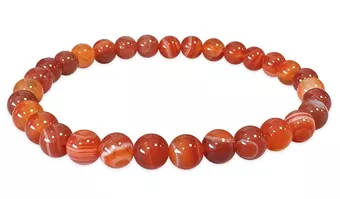 Pulseira de cornalina vermelha com contas de 6 mm