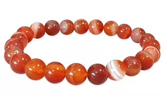 Pulseira de Cornalina Listrada A contas 8mm