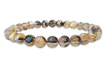 Cristal de rocha Hematita rutilo AAA pulseira de contas 5.5-6.5mm