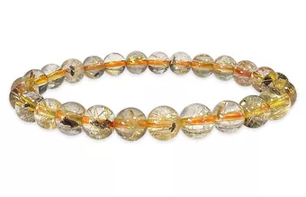 Cristal de rocha Rutilo Hematite AA pulseira de contas 7.5-8.5mm