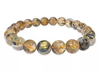 Pulseira de cristais de rocha Hematita rutilo AAA 7,5-8,5 mm