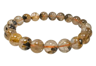 Cristal de rocha Hematite rutilo AAA pulseira de contas 9-10mm