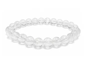 Pulseira Cristal de Rocha Crack AB contas 8mm