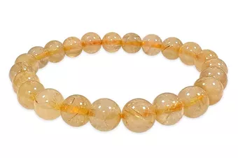 Pulseira de Cristal de Rocha Rutilado A+ contas 8-9mm