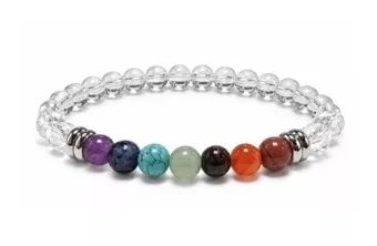 Pulseira de Cristal de Rocha 7 Chakras A Contas 6 mm