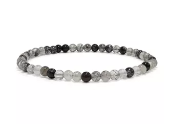 Pulseira de Cristal de Rocha do Brasil com Turmalina A contas 4-5mm