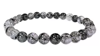 Pulseira de Cristal de Rocha com Turmalina AA contas 5.5-6.5mm