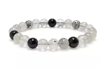Pulseira de Cristal de Rocha com Turmalina A contas 8-9mm