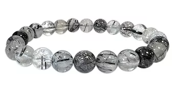 Pulseira de Cristal de Rocha com Turmalina AA contas 8-9mm